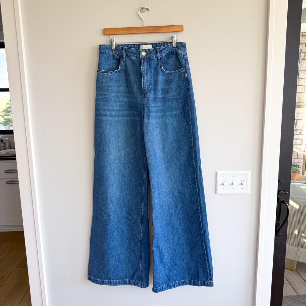 Triarchy Organic Cotton Denim Ms Fonda High Rise Wide Leg Jeans Blue 29 - Picture 2 of 13